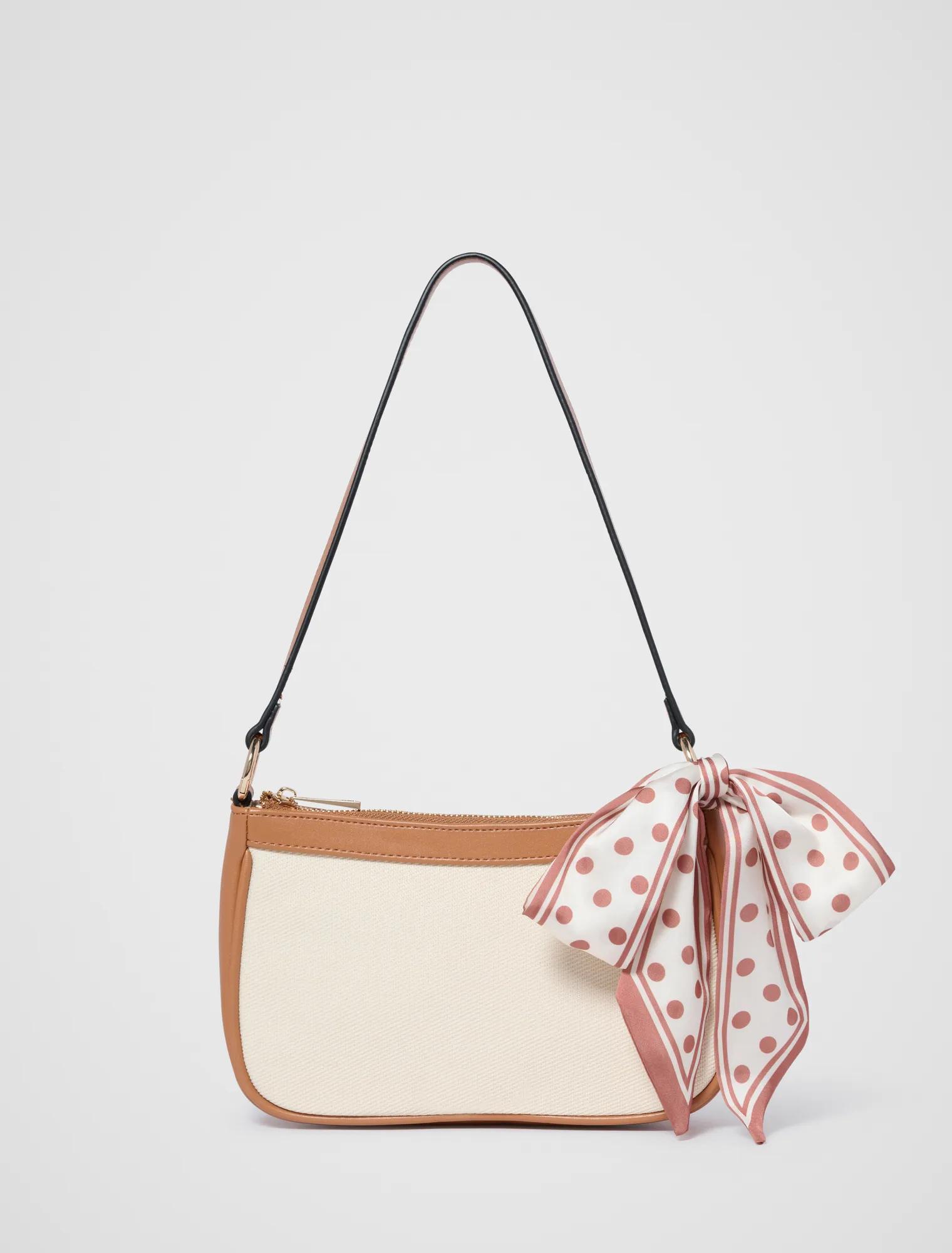 Forever New Women's Sakura Scarf Shoulder Bag in Canvas/Tan Scarf