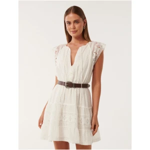 Forever New Women's Sarah Belted Trim Mini Dress in Porcelain