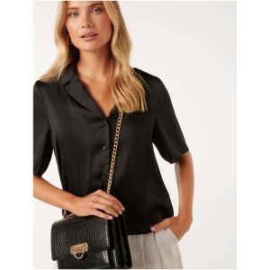 Forever New Women's Signature Cassandra Chain Shoulder Bag in Black Croc