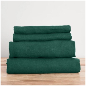 French Flax Linen Sheet Set in Jade