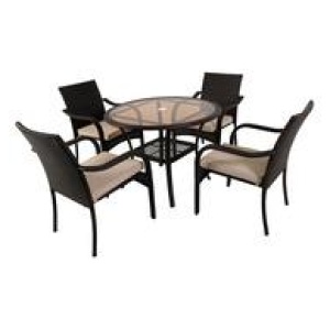Freshwater 5 Piece Outdoor Dining Set Brown 4 Seater