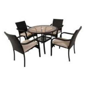 Freshwater 5 Piece Outdoor Dining Set Brown 4 Seater