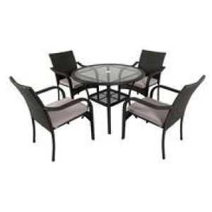 Freshwater 5 Piece Outdoor Dining Set Grey 4 Seater