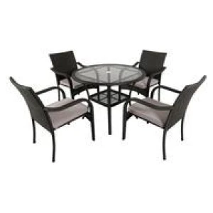 Freshwater 5 Piece Outdoor Dining Set Grey 4 Seater