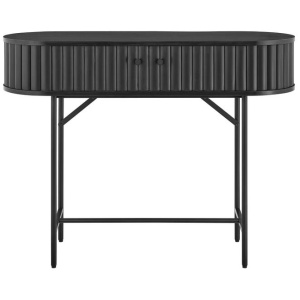 Gable Console Hallway Hall Table 2-Doors Metal Legs Black