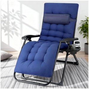 Gardeon Sun Lounge Lounger Folding Camping Zero Gravity Chair Outdoor Furniture XL Blue