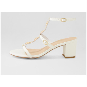Glimery White Leather Sandals