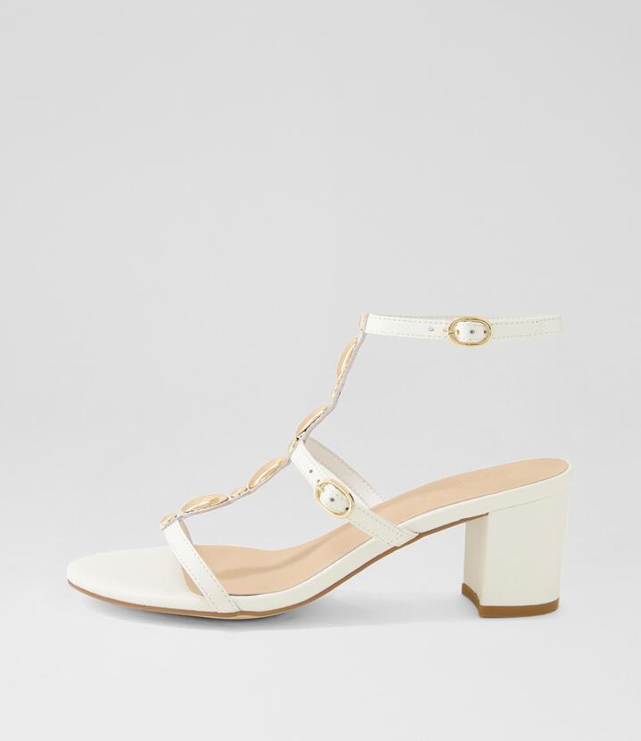 Glimery White Leather Sandals