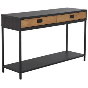 Hallway Console Hall Table 130cm W/ 2- Drawer - Oak & Black