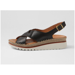 Impetue Black Leather Sandals