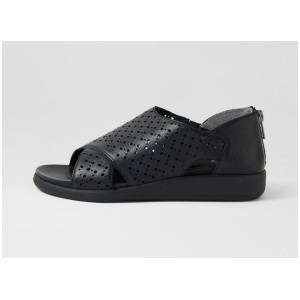 Issela W Black Leather Sandals