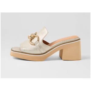 Jamms Beige Gold Wash Leather Sandals