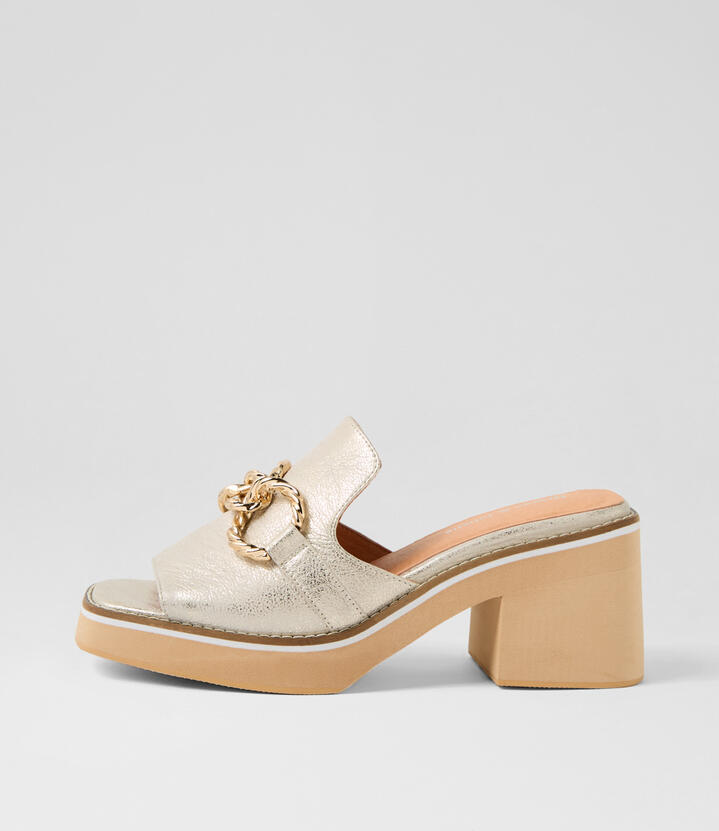 Jamms Beige Gold Wash Leather Sandals
