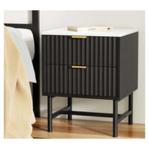 Jarred Bedside Table Black Medium