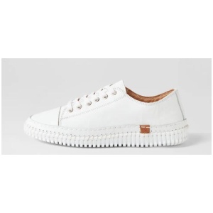 Jittery White Leather Sneakers