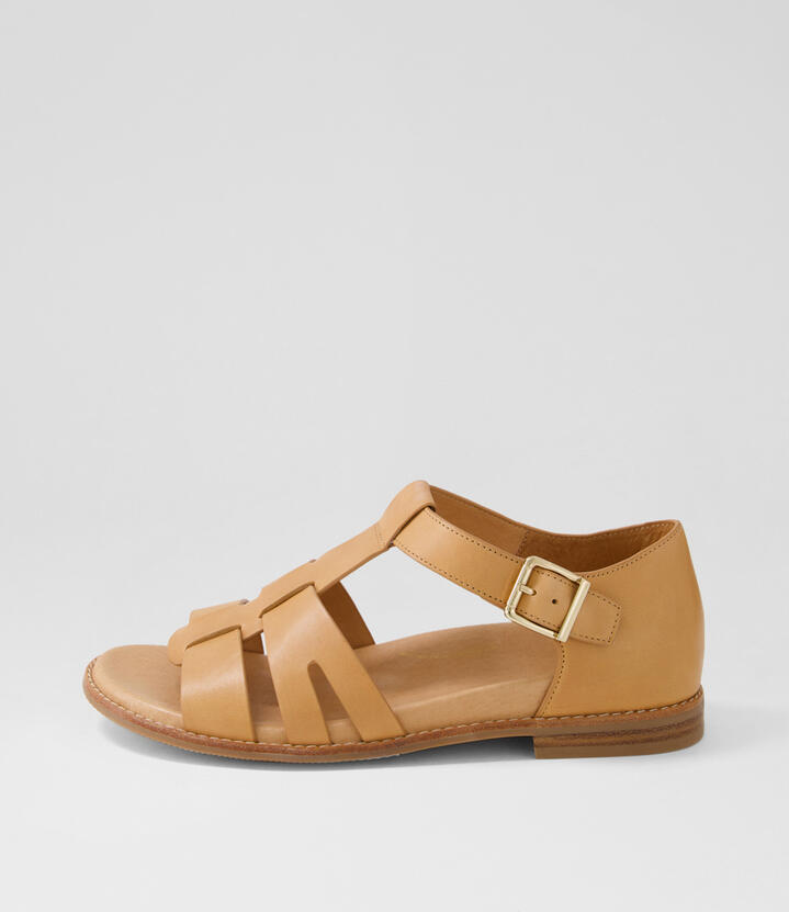 Jonston W Latte Leather Sandals