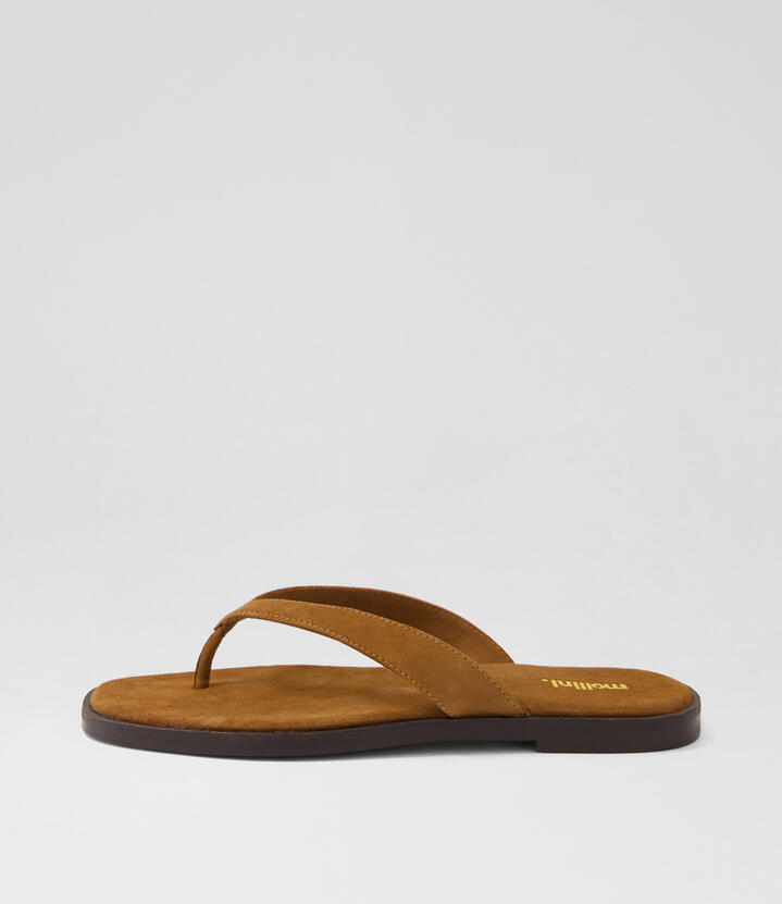 Juliena Cognac Suede Thongs