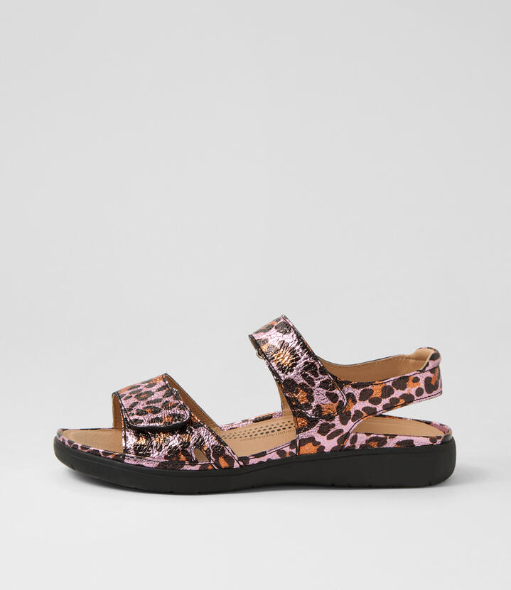 Kendals Purple Metallic Leopard Leather Sandals