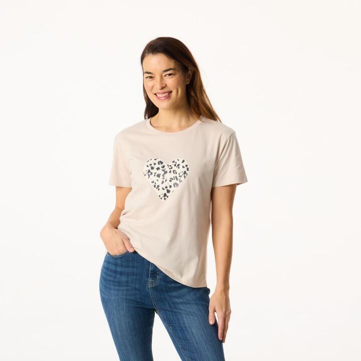 Khoko Collection Women's Crew Neck Cotton Heart Print Tee