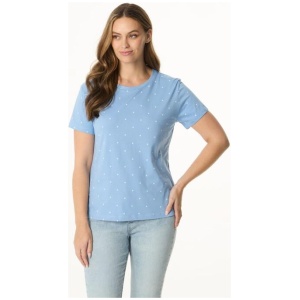 Khoko Collection Women's Crew Neck Cotton Polka Dot Print Tee