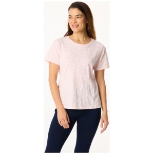 Khoko Collection Women's Crew Neck Cotton Scattered Heart Print Tee