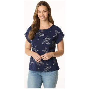 Khoko Collection Women's Extended Sleeve Cotton Bird Print Tee