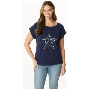 Khoko Collection Women's Extended Sleeve Cotton Star Cluster Print Tee