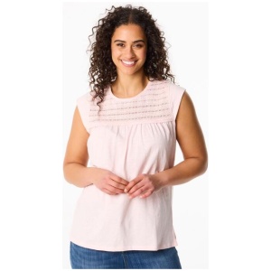 Khoko Collection Women's Slub Tee With Crochet Panel