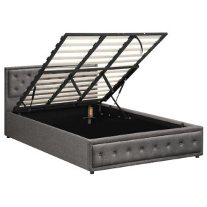 King Single Bed Frame with Storage Space Gas Lift Grey