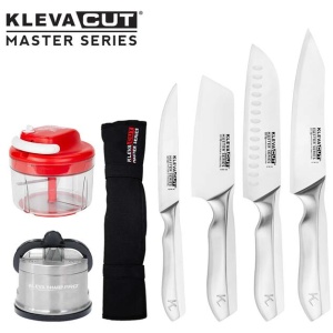 KlevaCut® Master Series 4 Piece Limited Edition Knife Set - Premium Kitchen Knives with Bamboo Case + FREE Rapid Chop Pro