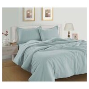 Lane Linen Single Quilt Cover Set Blue