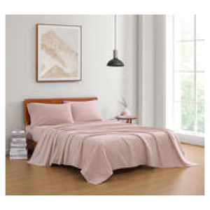 Lane Organic Washed Cotton Double Sepia Rose Sheet Set Pink
