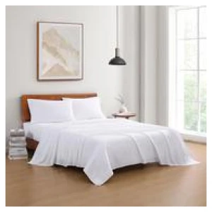 Lane Organic Washed Cotton King Sheet Set White