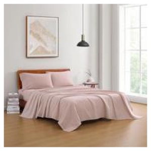Lane Organic Washed Cotton Queen Sepia Rose Sheet Set Pink