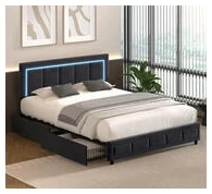 Laos Queen Led Storage Bed Frame Black
