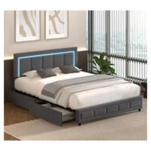 Laos Queen Led Storage Bed Frame Grey