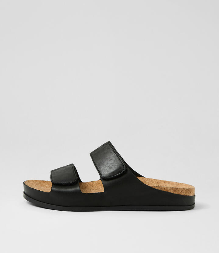 Leef Black Leather Sandals