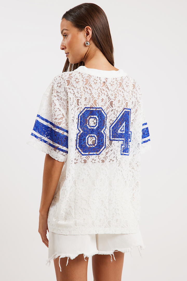 Liido Lace Jersey Tee Bright White