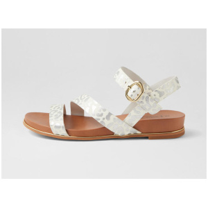 Lindi White Metallic Leopard Leather Sandals