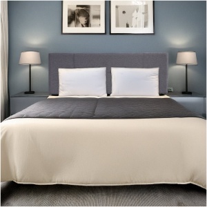 Linen Fabric Queen Bed Headboard Bedhead Grey