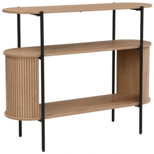 Lior 2-Tier Open Shelves Hallway Console Storage Table Metal Legs Oak & Black