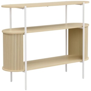 Lior 2-Tier Open Shelves Hallway Console Storage Table Metal Legs Oak & White