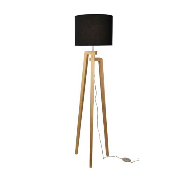 Lund Scandi Timber Tripod Complete Floor Lamp