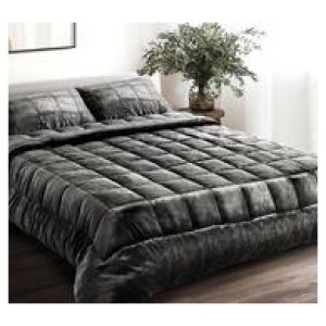 Lustria King Faux Mink Quilt Grey
