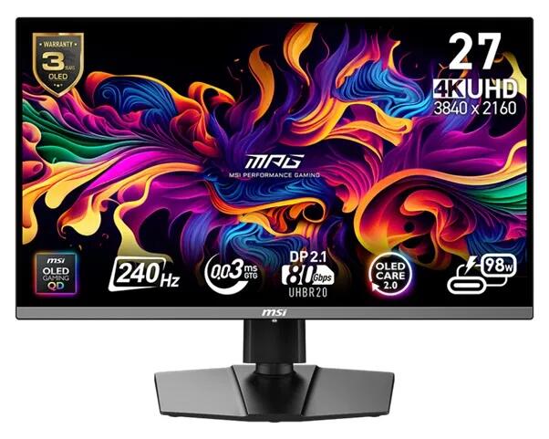 MSI MPG 272URX QD-OLED 27" UHD 0.03ms 240Hz Monitor