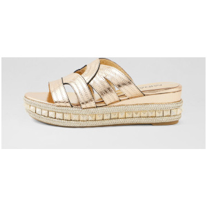 Mae Champagne Print Leather Sandals