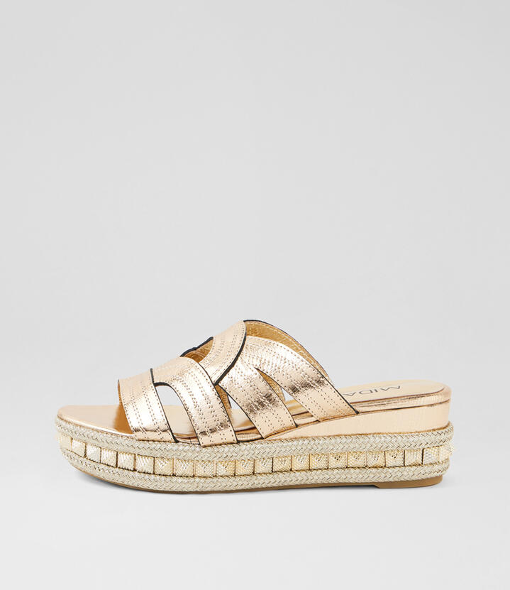 Mae Champagne Print Leather Sandals