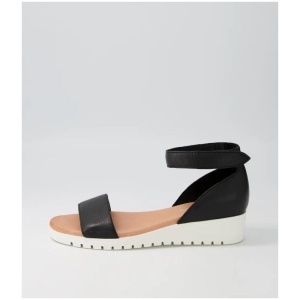 Makally Black Leather Sandals Ws