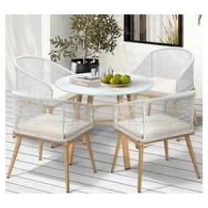 Mallari 4 Seater Outdoor Dining Set White