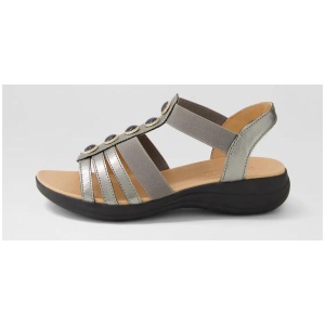 Mason Gunmetal Black Leather Sandals